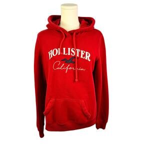 Y2K HOLLISTER Sweatshirt Embroidered Spell out Preppy Red Size small